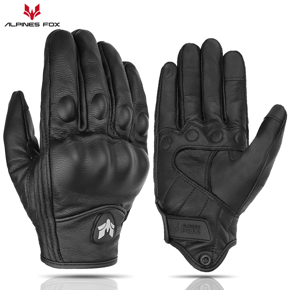 Motorcycle Gear Fox - Retro Motorfiets Lederen Handschoenen Vintage Mannen