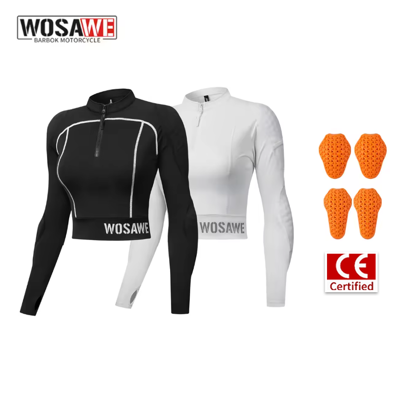Motorcycle Gear Jacket Women - WOSAWE Dames Motorrijshirt Zomer Ademend Kort