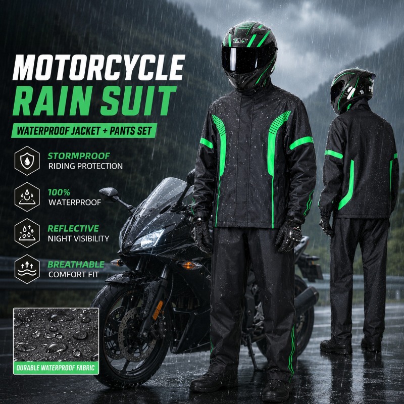 Motorcycle Gear Jacket And Pants - Motorregenpak waterdichte jas + broekset, reflecterende