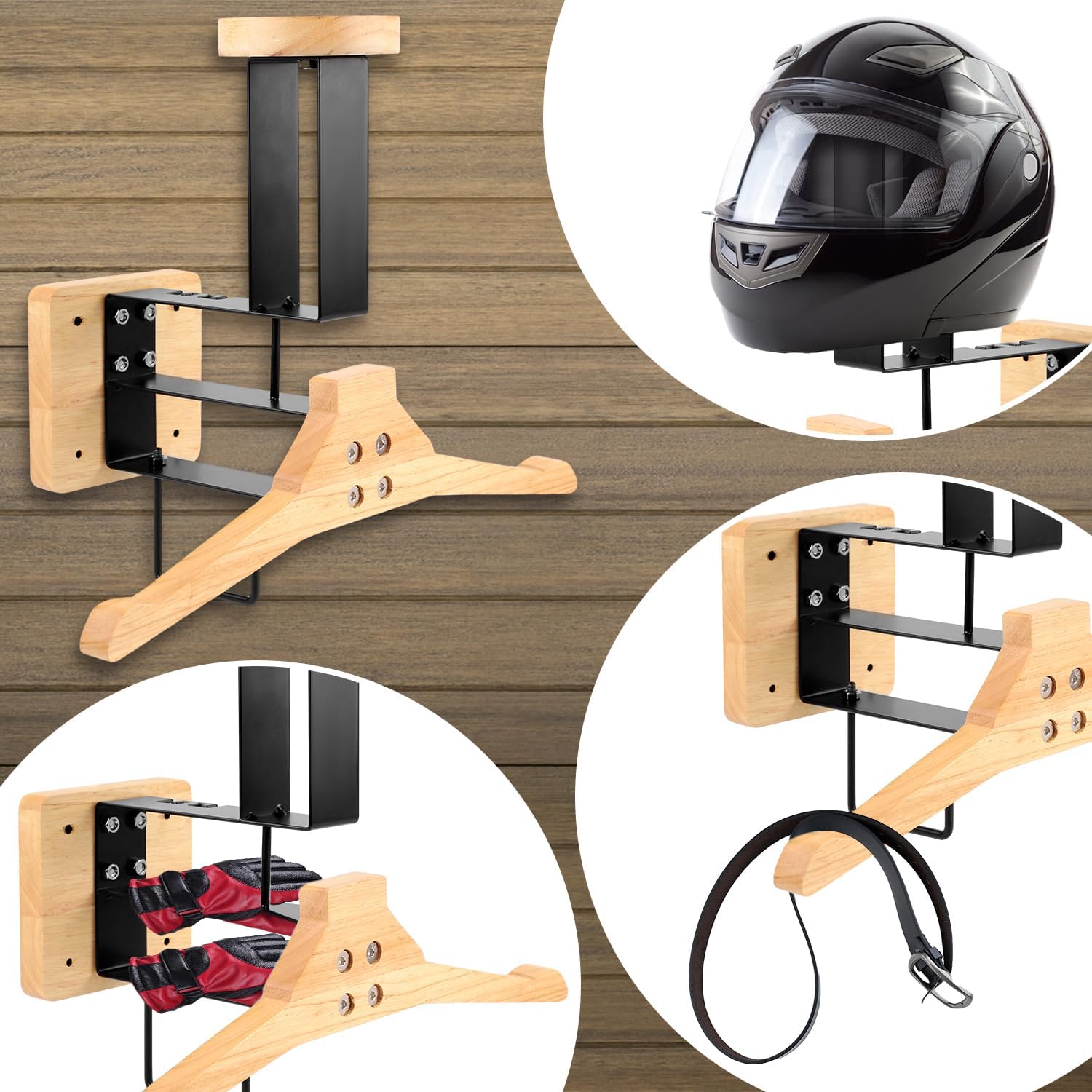 Houten motorhelmhouder, wandha - Motorcycle Gear Wall Mount recensie en prijs