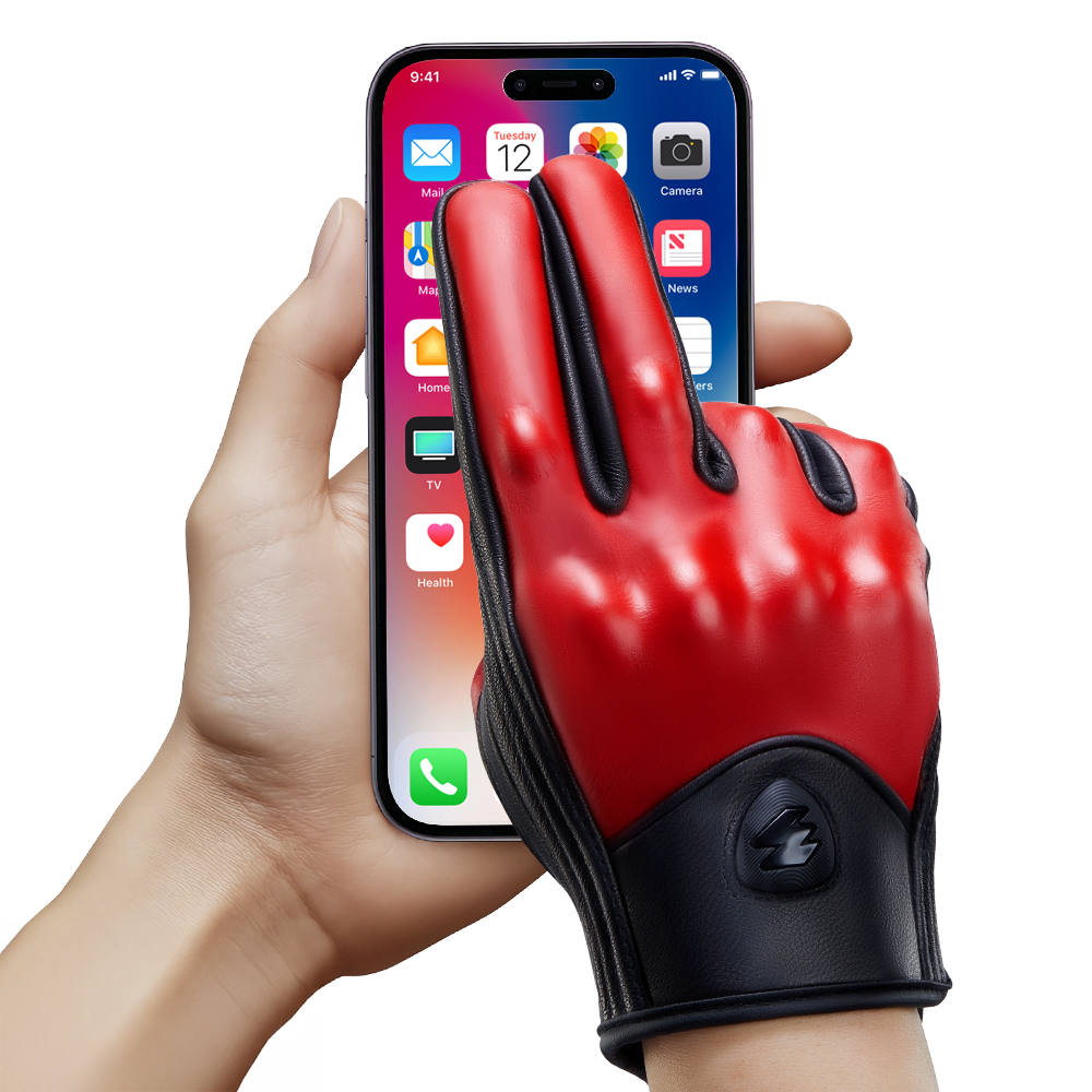 Retro rood lederen motorhandsc - Motorcycle Gear Clearance recensie en prijs