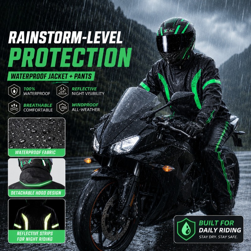 Motorregenpak waterdichte jas  - Motorcycle Gear Jacket And Pants recensie en prijs