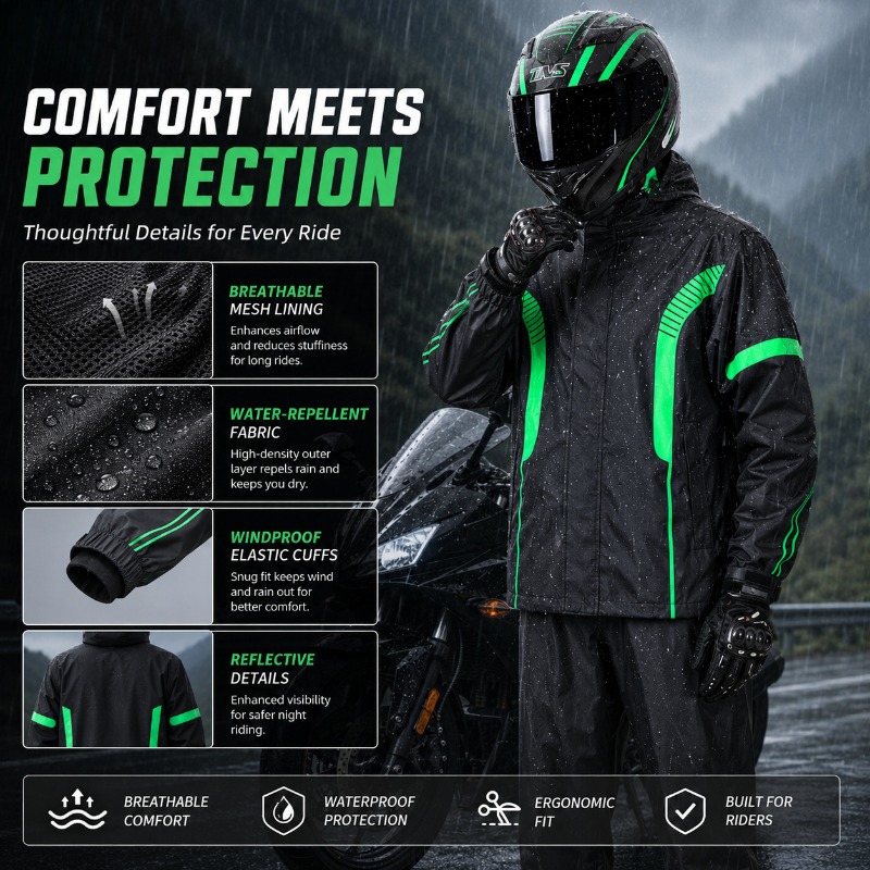 Motorregenpak waterdichte jas  - Motorcycle Gear Jacket And Pants recensie en prijs